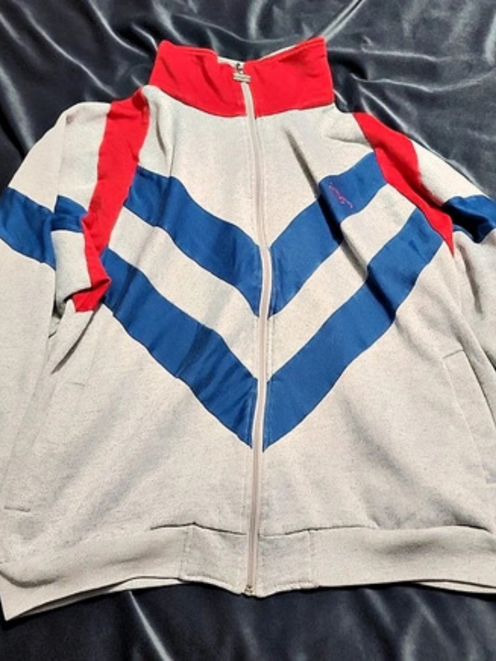 Vintage Spalding Color Block Jacket in Gray & Blue Size XL